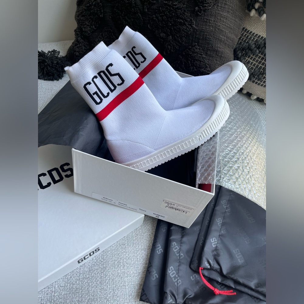 GCDS High Top Sock Like Knitted Sneakers Trainers Boot Made in Italy Sz 38